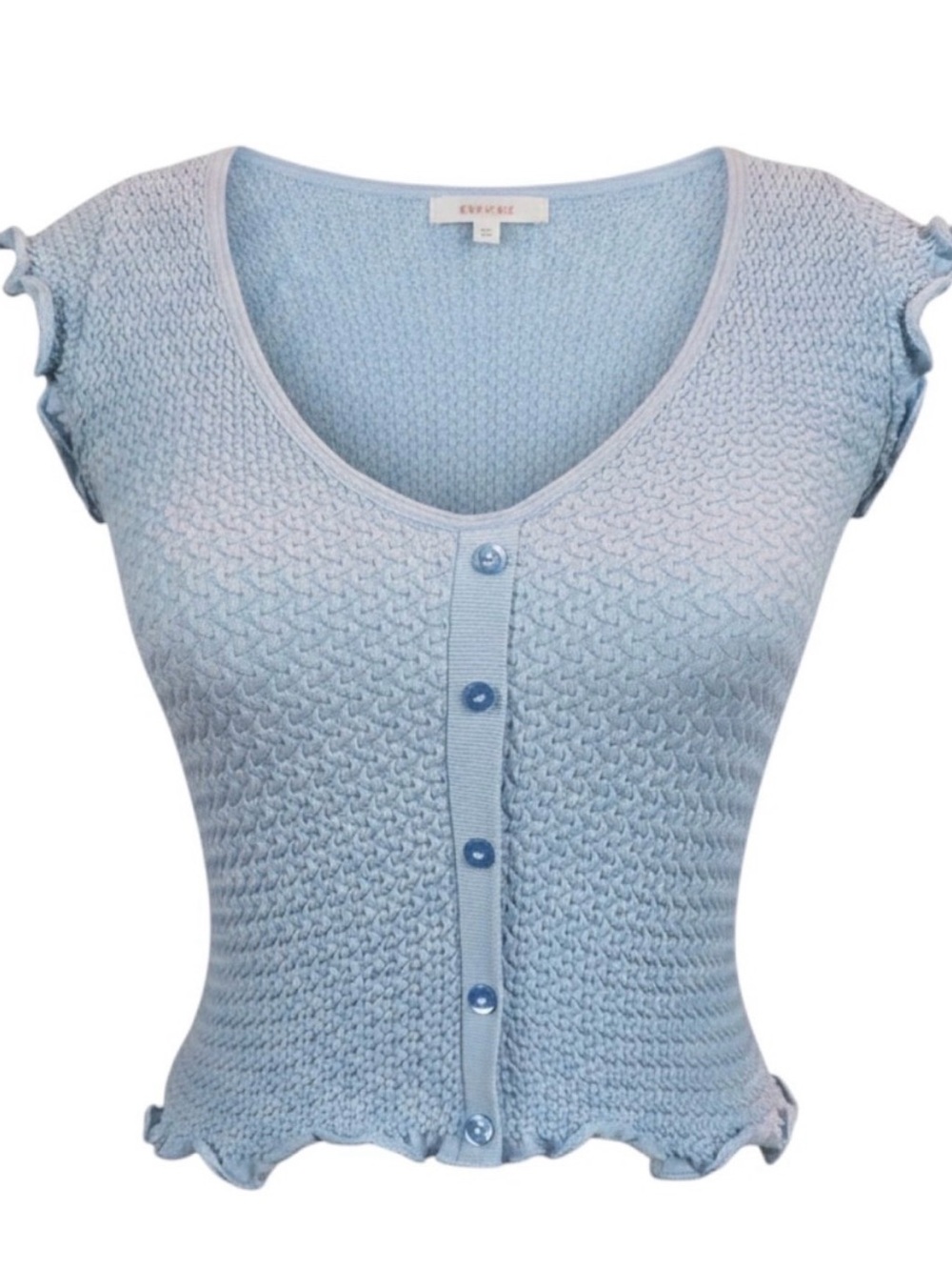 Urban Outfitters Light Blue Ruffle-Trim Knit Crop Top